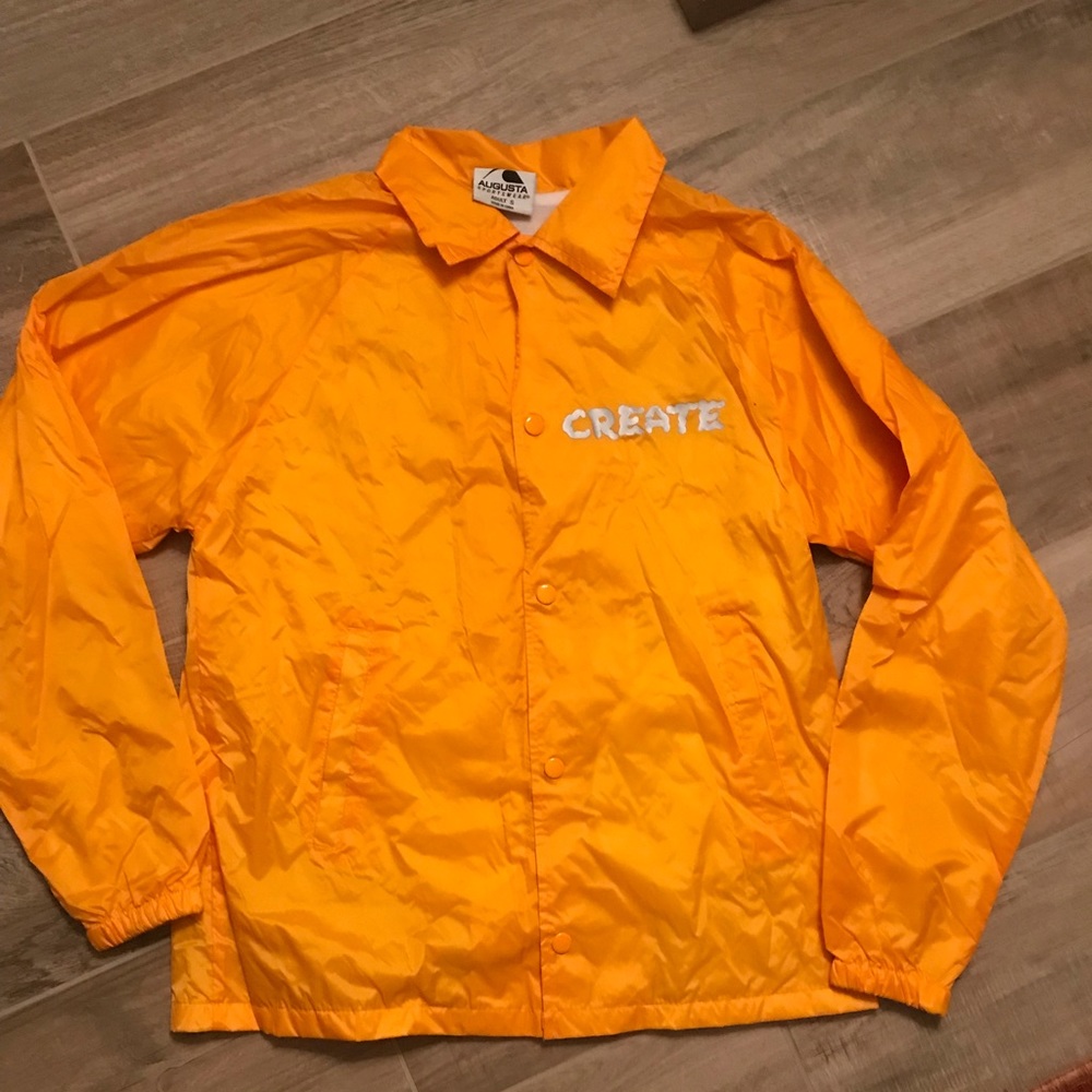 Create Skateboards lined coaches jacket size small, yellow